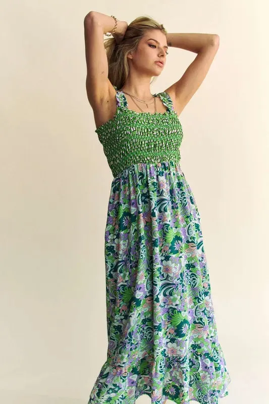 Going Green Strappy Midi Dress