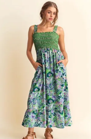 Going Green Strappy Midi Dress