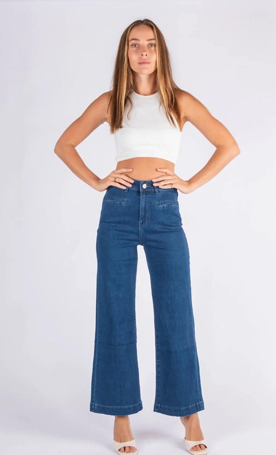 Goldie Wide Leg Jean Dark Blue