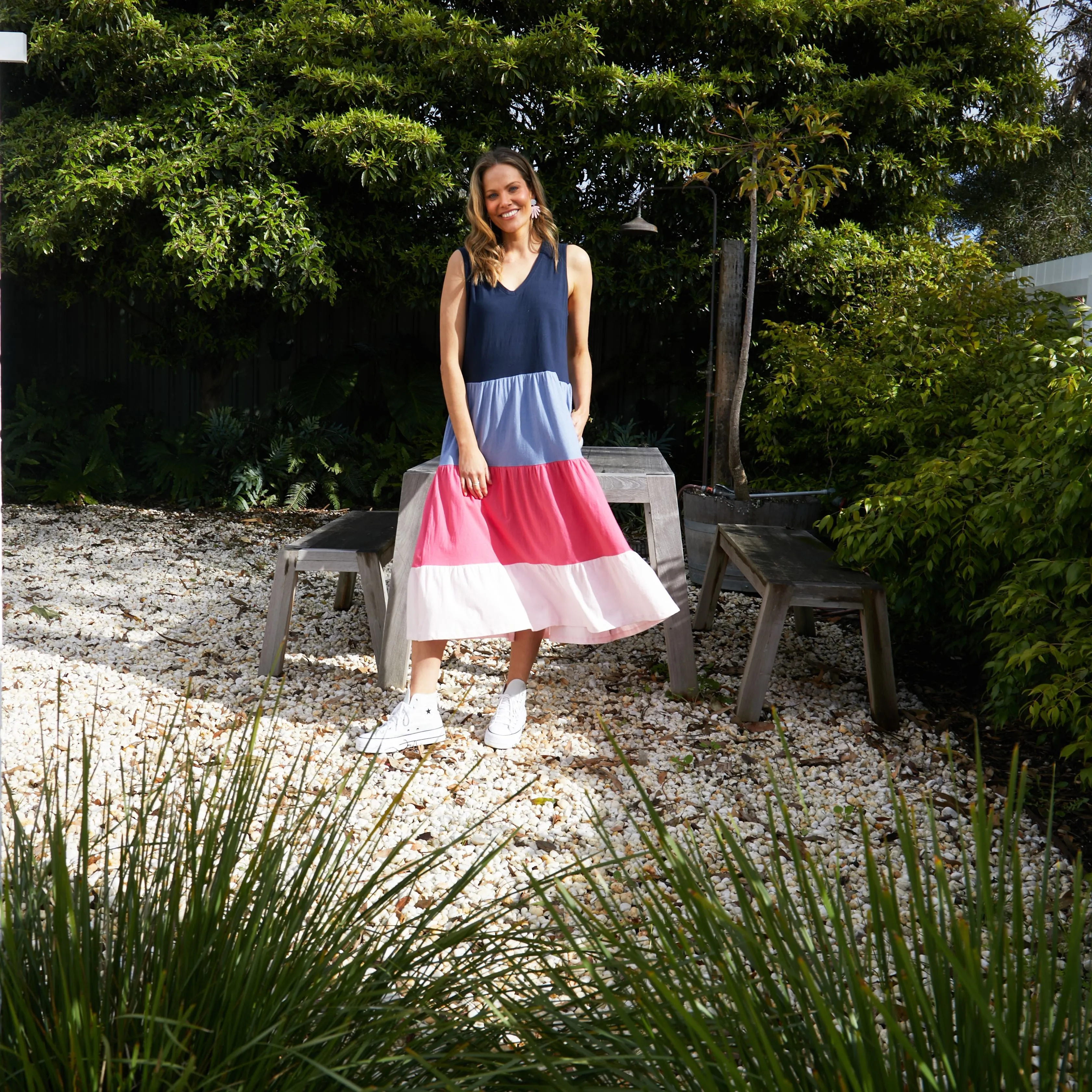 Gradient tiered dress