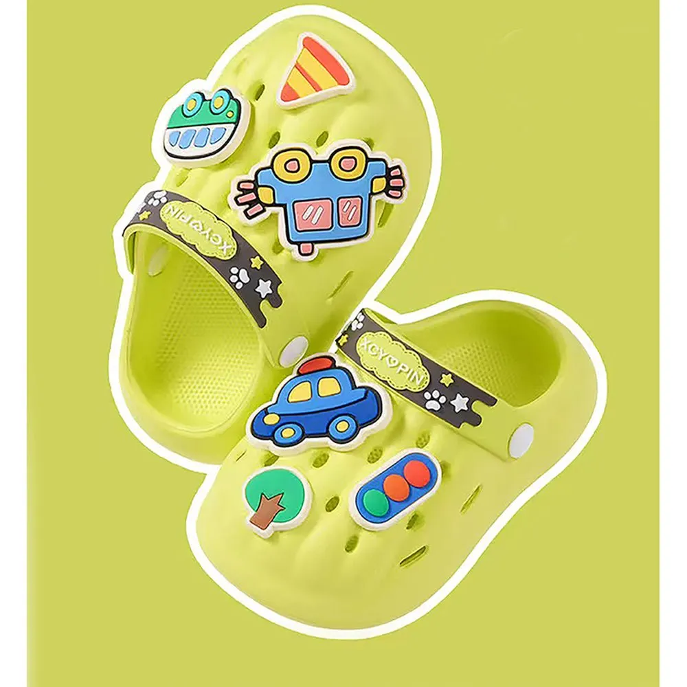 Green Car theme Slip on Clogs, Summer/Monsoon all season Footwear for Toddlers & Kids