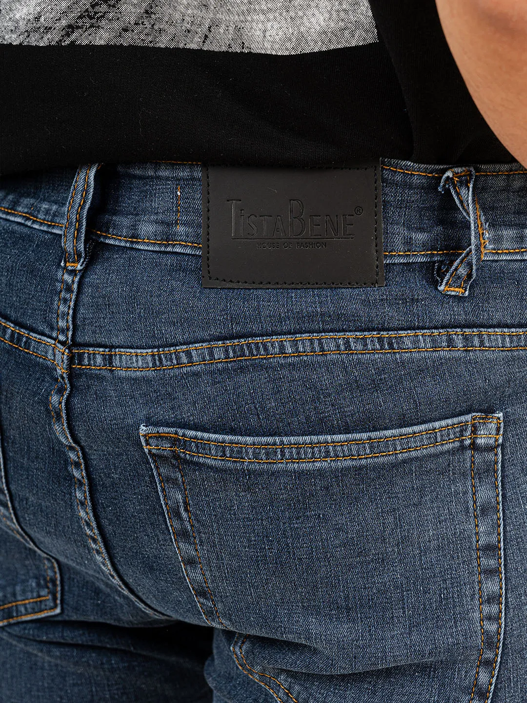 Greyish Blue Plain Slim Fit Denim jeans