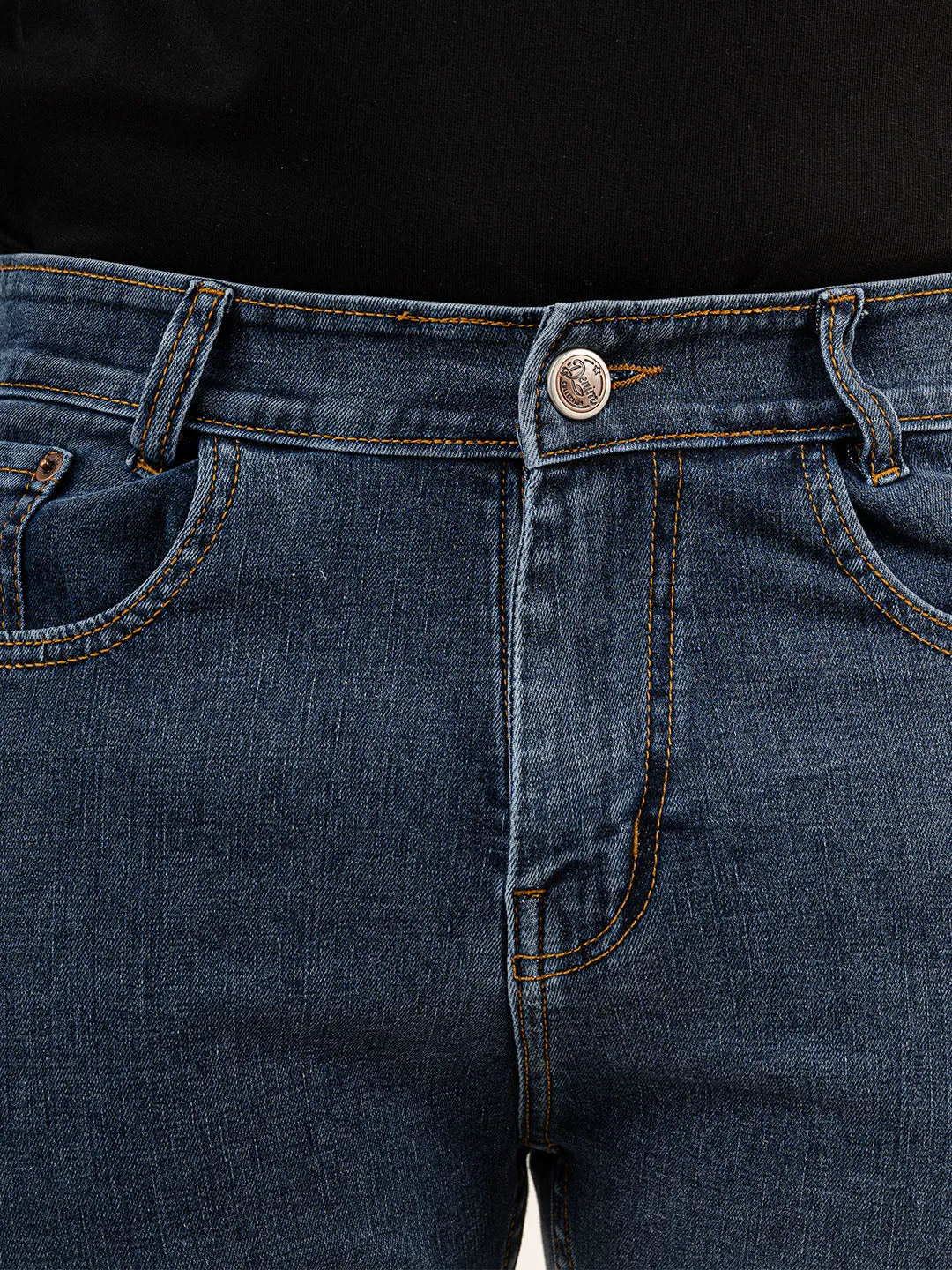 Greyish Blue Plain Slim Fit Denim jeans
