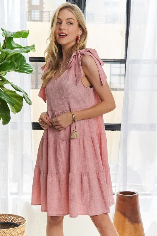 Hazel Blues® |  ADORA V-Neck Tie Shoulder Dress