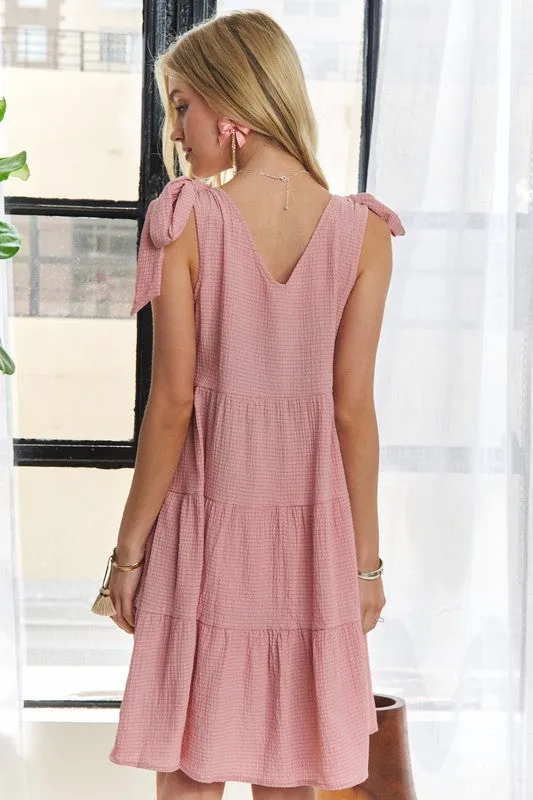 Hazel Blues® |  ADORA V-Neck Tie Shoulder Dress
