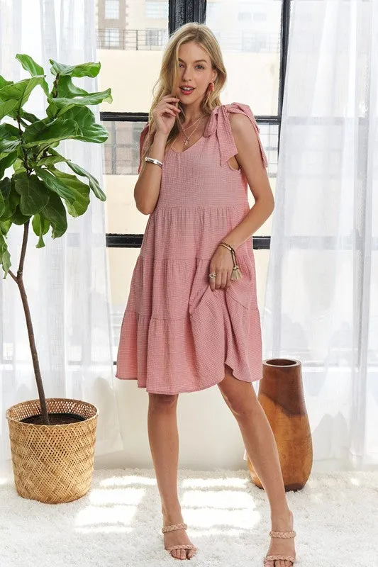 Hazel Blues® |  ADORA V-Neck Tie Shoulder Dress