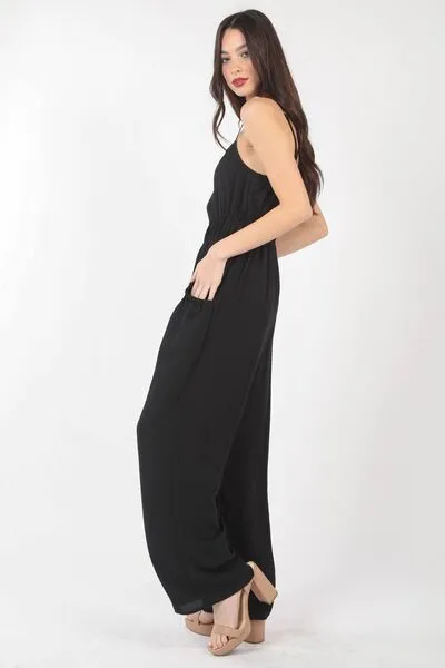 Hazel Blues® |  VERY J Pintuck Detail Woven Sleeveless Jumpsuit