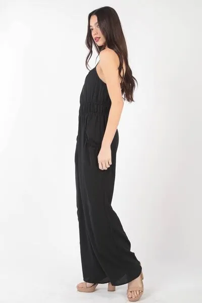 Hazel Blues® |  VERY J Pintuck Detail Woven Sleeveless Jumpsuit