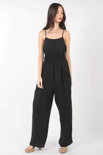 Hazel Blues® |  VERY J Pintuck Detail Woven Sleeveless Jumpsuit
