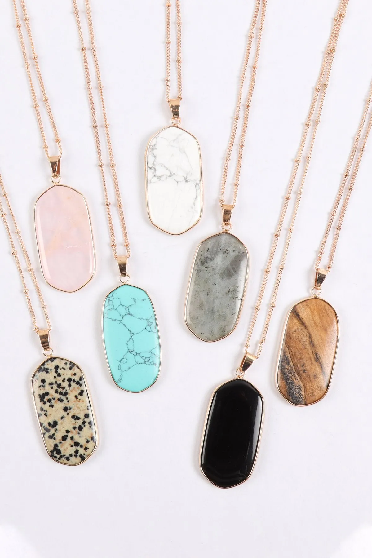 Hdn3184 - Stone Pendant Charm Necklace