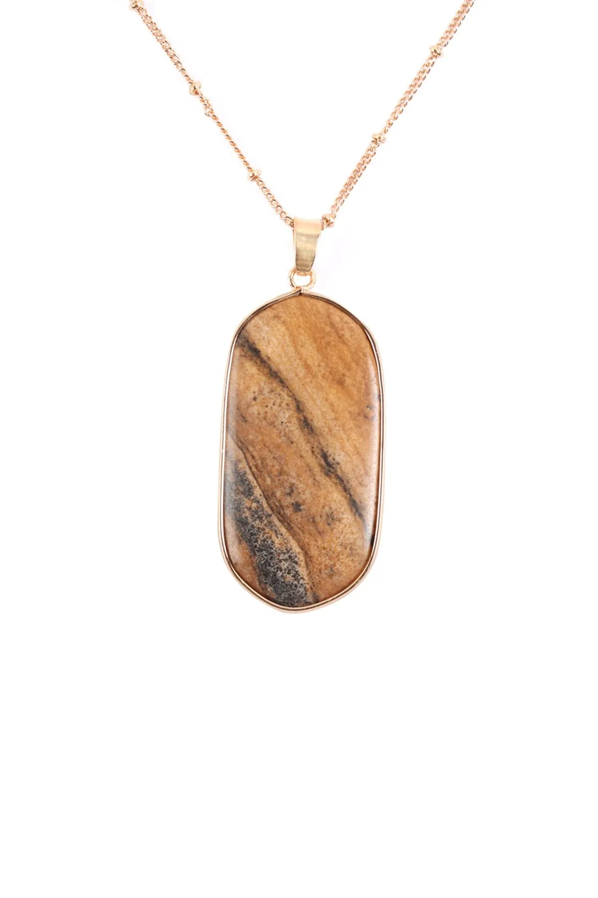 Hdn3184 - Stone Pendant Charm Necklace