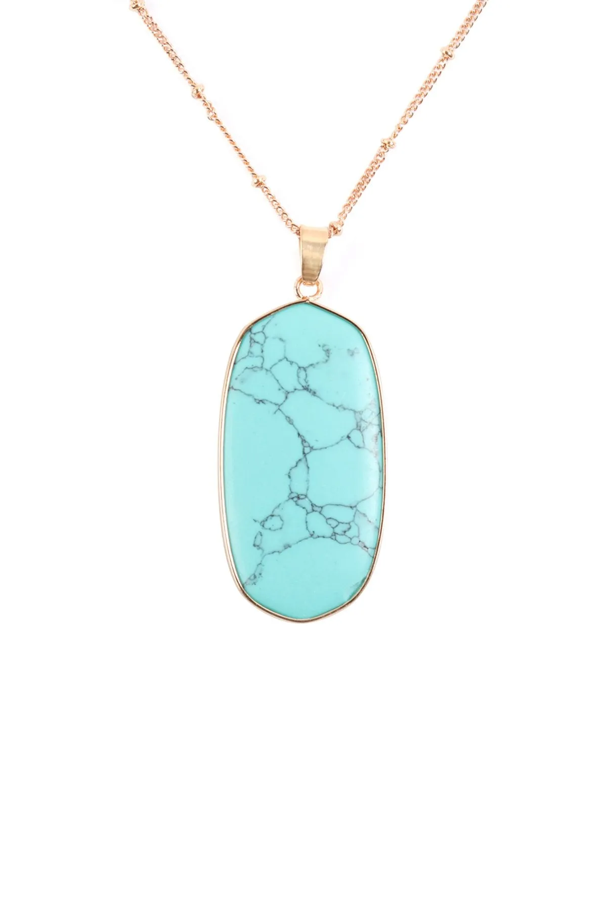 Hdn3184 - Stone Pendant Charm Necklace