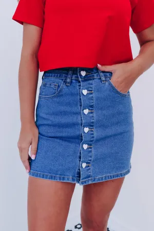 Heart To Heart Denim Skirt
