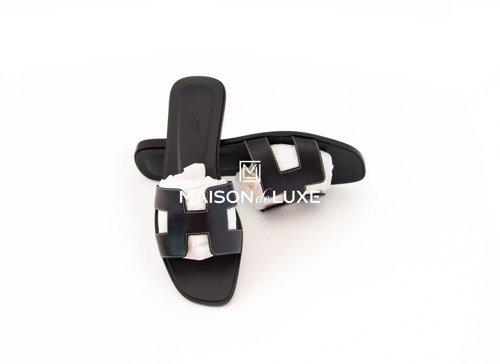 Hermes Women's Black Oran Sandal 39