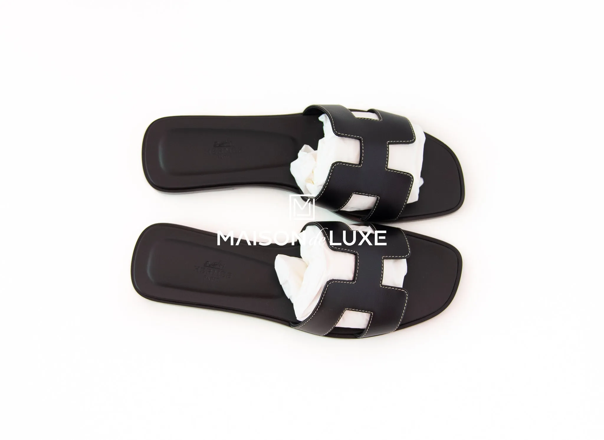 Hermes Women's Black Oran Sandal 39