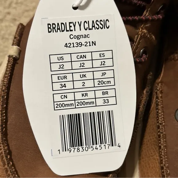 Hey Dude Bradley Y Classic Junior Size J2 Lace Up Bootie Chukka Boots Shoes