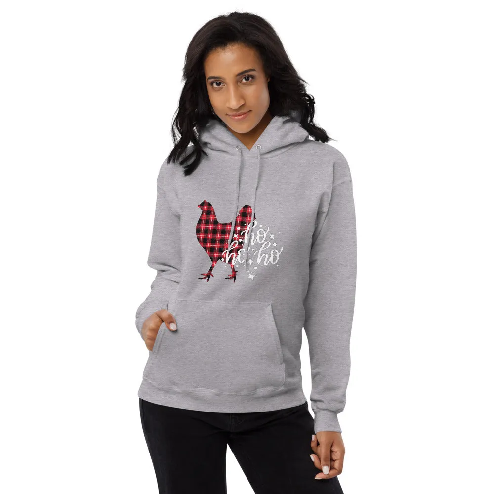 Ho Ho Ho Christmas Chicken Unisex Fleece Hoodie
