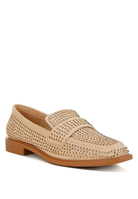 Hobbs Rhinestones Embellished Loafers - Micro Suede, Vegan Leather