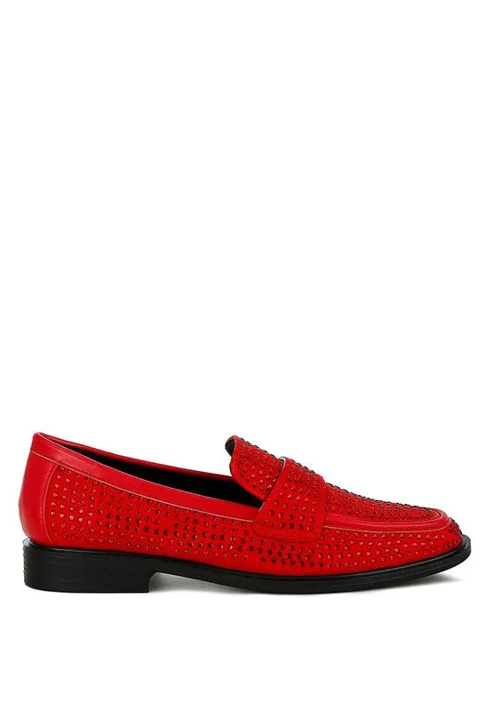 Hobbs Rhinestones Embellished Loafers - Micro Suede, Vegan Leather