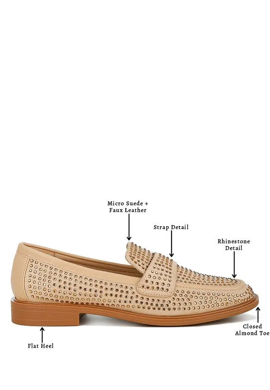 Hobbs Rhinestones Embellished Loafers - Micro Suede, Vegan Leather