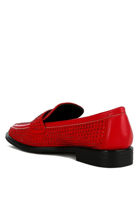 Hobbs Rhinestones Embellished Loafers - Micro Suede, Vegan Leather