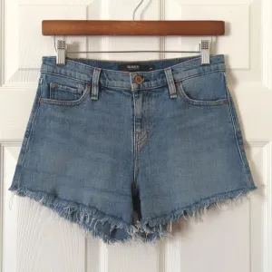 Hudson Gemma Medium Wash Mid Rise Relaxed Fit Cut Off Raw Hem Denim Shorts 26