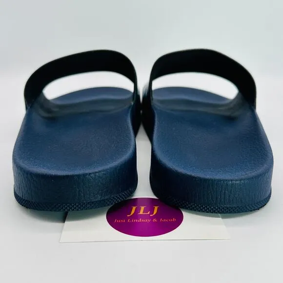 Hugo Boss Men's BOSS Logo Italian-Made Slide Sandals Dark Blue Size 46 IT/ 13 US