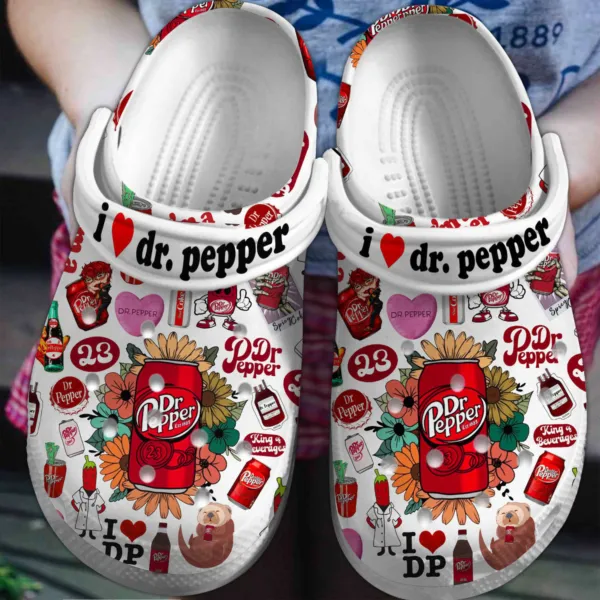 I love Dr. Pepper  King Of Beverages Floral Clogs