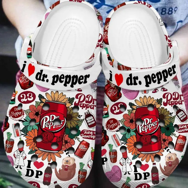 I love Dr. Pepper  King Of Beverages Floral Clogs