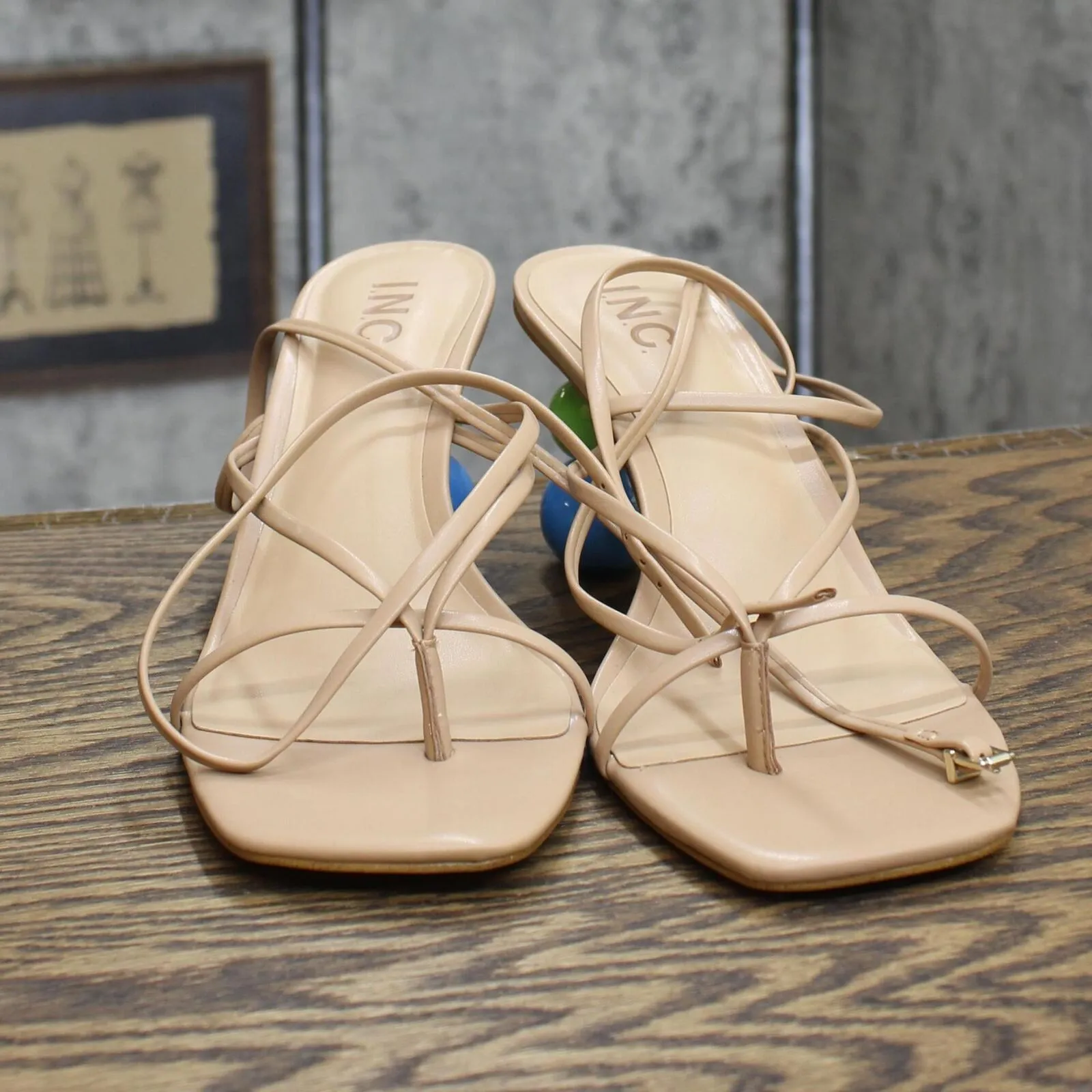 Inc International Concepts Lilliana Ball Heel Sandals Dark Almond Brown 8.5M