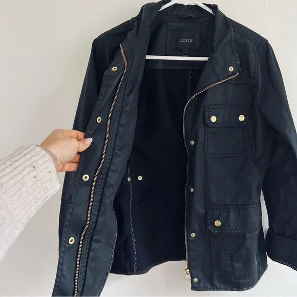 J. Crew Black &amp; Gold Waxed Utility Barn Coat | Classic Spring &amp; Fall Layer