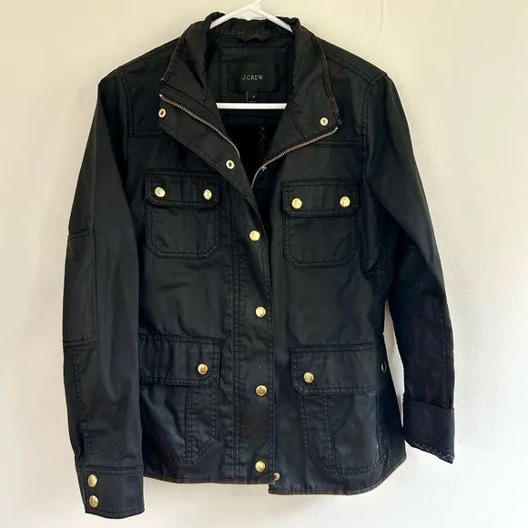 J. Crew Black &amp; Gold Waxed Utility Barn Coat | Classic Spring &amp; Fall Layer