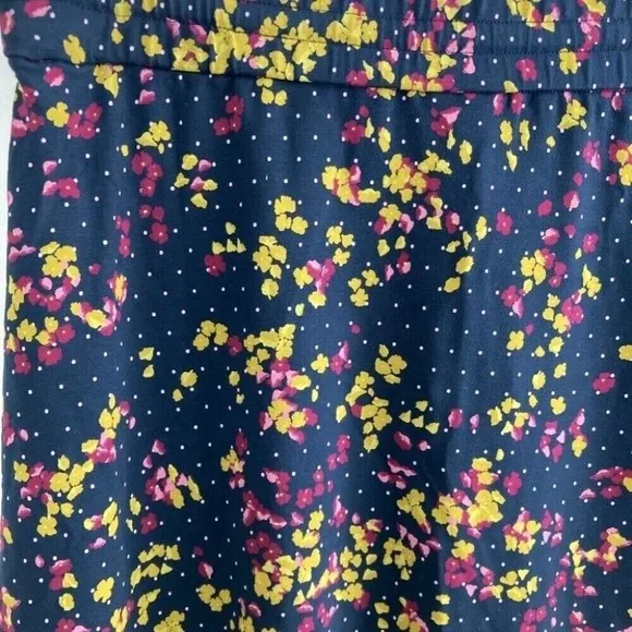 J Jill Wearever Blue Floral and Dot Soft A-line Midi Skirt Small