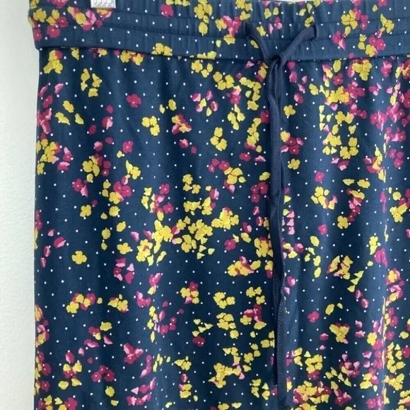 J Jill Wearever Blue Floral and Dot Soft A-line Midi Skirt Small