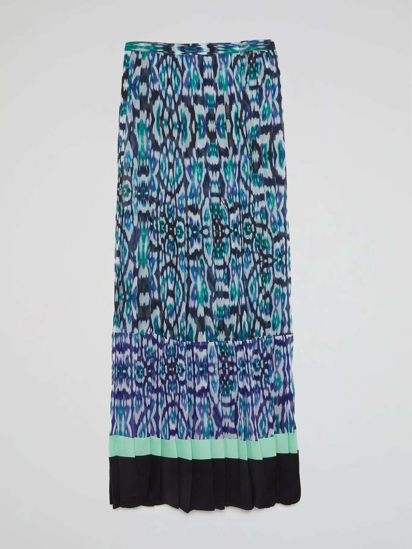 Jacquard Print Pleated Maxi Skirt
