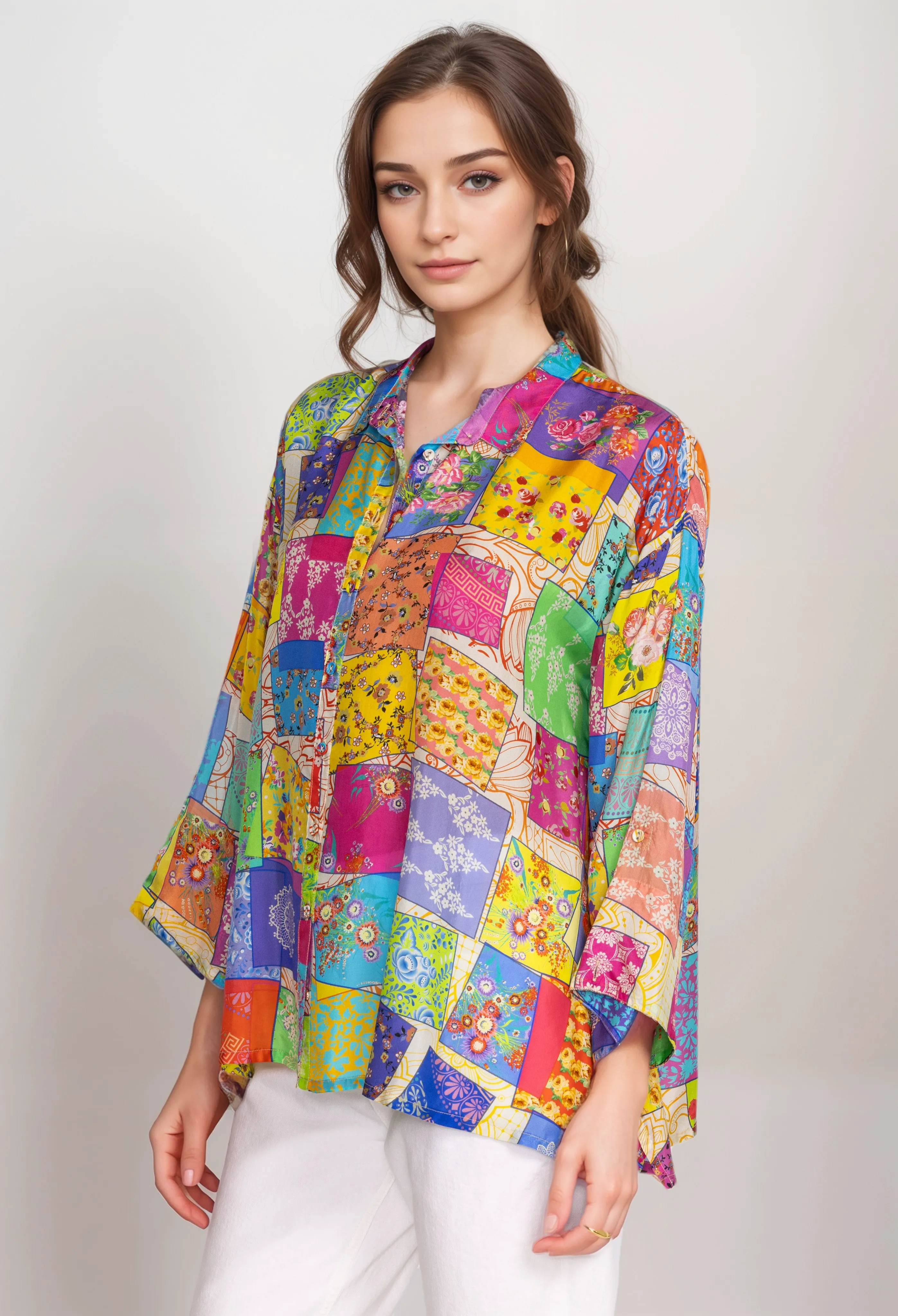 Johnny Was Multee Button Up Blouse C11824A3 Boho Chic