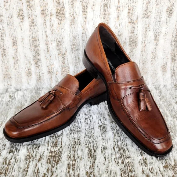 Johnston &amp; Murphy &quot;Larsey&quot; Tassel Loafer Brown Mahogany Leather | Size 9.5
