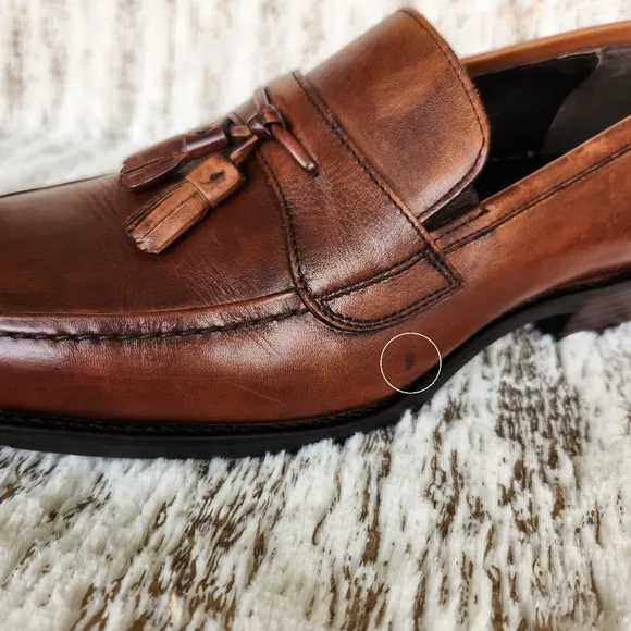 Johnston &amp; Murphy &quot;Larsey&quot; Tassel Loafer Brown Mahogany Leather | Size 9.5
