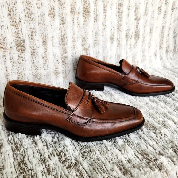 Johnston &amp; Murphy &quot;Larsey&quot; Tassel Loafer Brown Mahogany Leather | Size 9.5