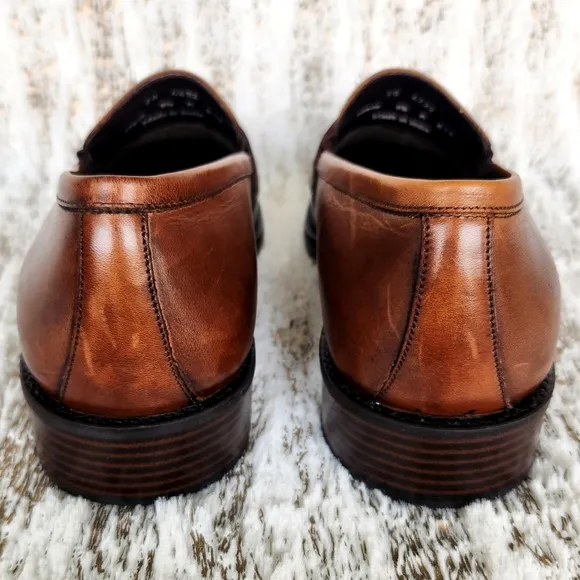 Johnston &amp; Murphy &quot;Larsey&quot; Tassel Loafer Brown Mahogany Leather | Size 9.5