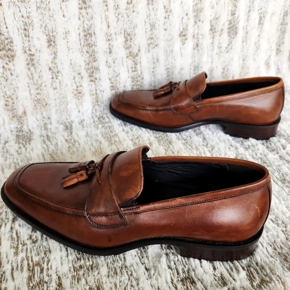 Johnston &amp; Murphy &quot;Larsey&quot; Tassel Loafer Brown Mahogany Leather | Size 9.5