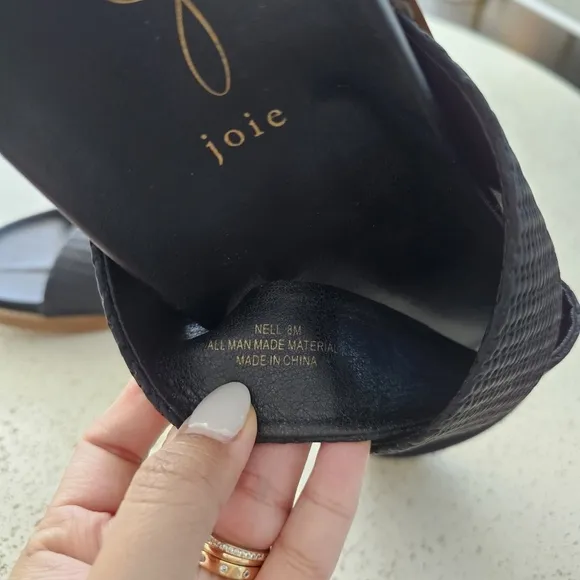 Joie Nell Black Woven Crisscross Slide Sandals Size 8