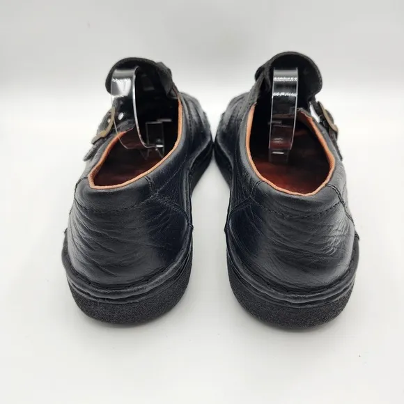 Josef Seibel Leather Peasant Fisherman Sandals Buckle Shoes Black Men's 12