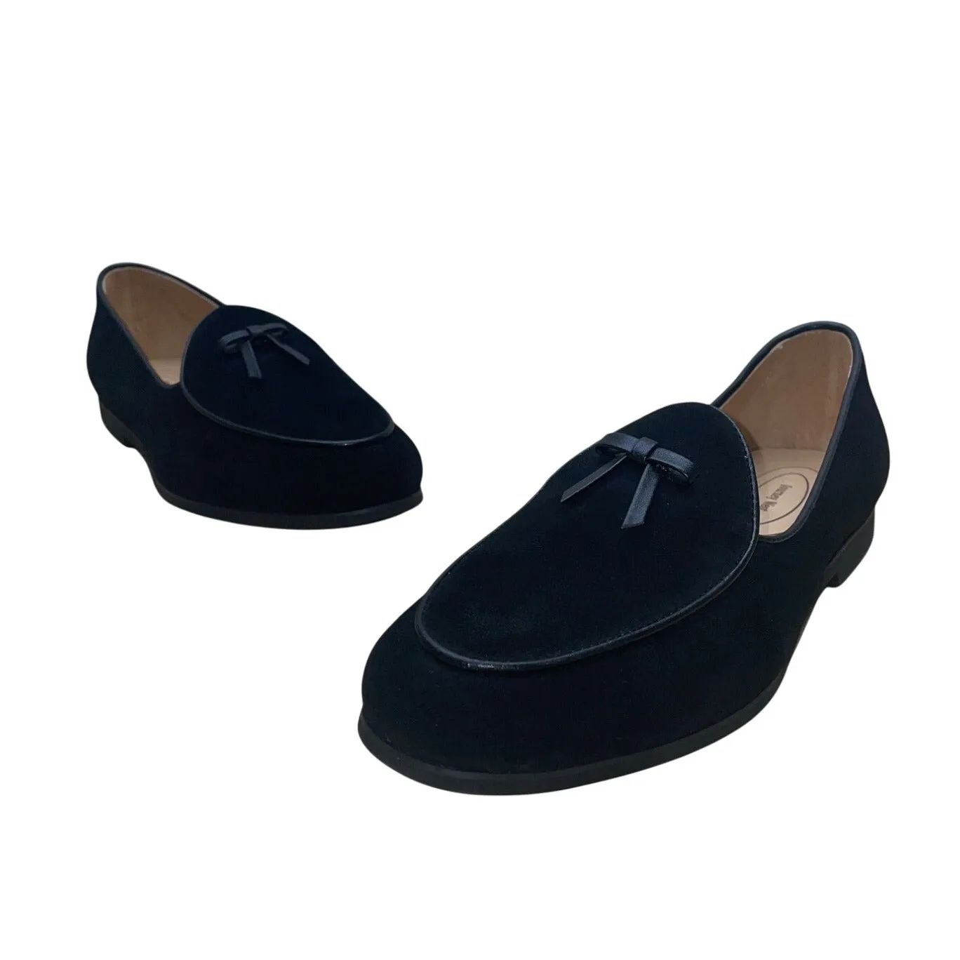 Journey West Women’s Black Suede With Bow Detail Loafers Size 7.5