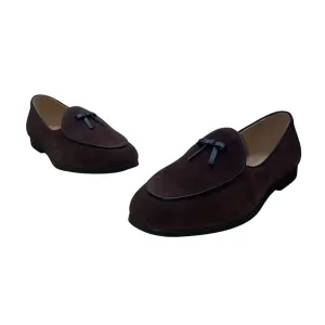 Journey West Womens Coffee Suede Bow Detail Loafers Size 7M - New