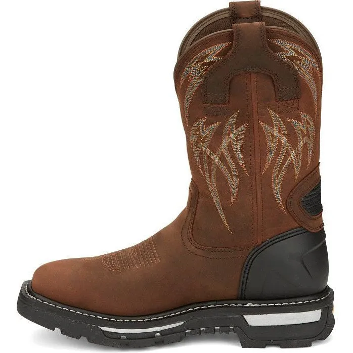 Justin Men's Frontline Hiviz 11" WP Western Work Boot -Brown- CR2151