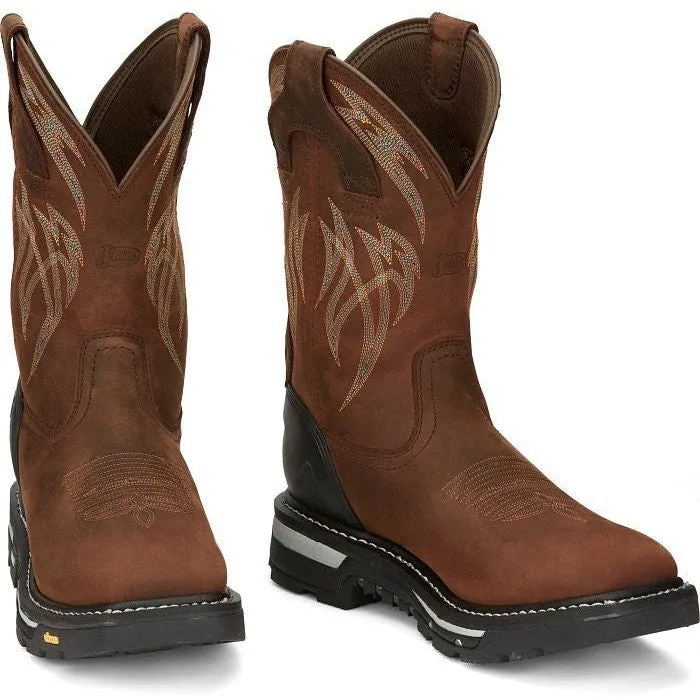 Justin Men's Frontline Hiviz 11" WP Western Work Boot -Brown- CR2151
