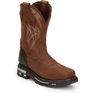 Justin Men's Frontline Hiviz 11" WP Western Work Boot -Brown- CR2151