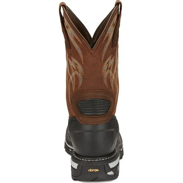 Justin Men's Frontline Hiviz 11" WP Western Work Boot -Brown- CR2151
