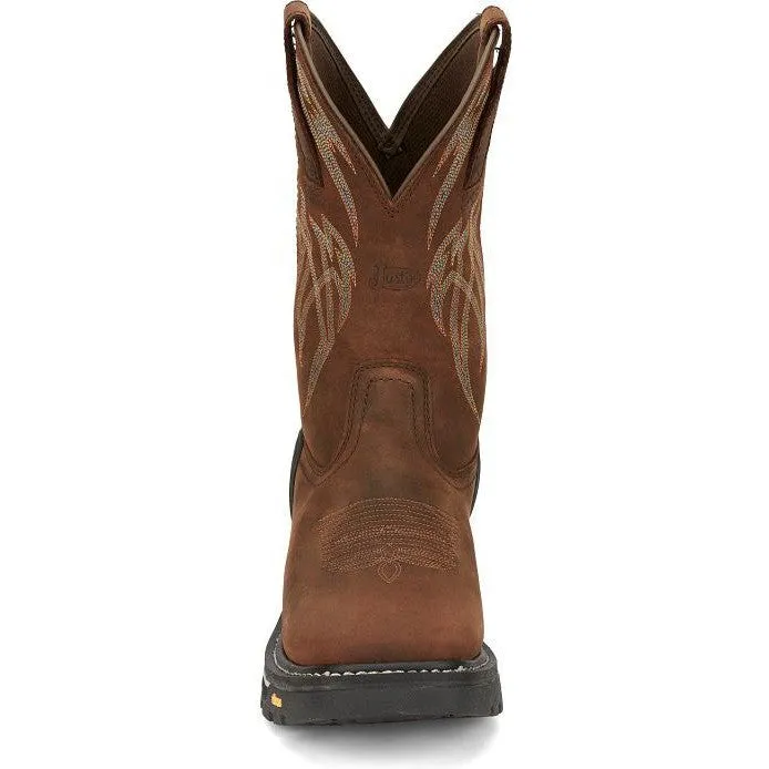 Justin Men's Frontline Hiviz 11" WP Western Work Boot -Brown- CR2151